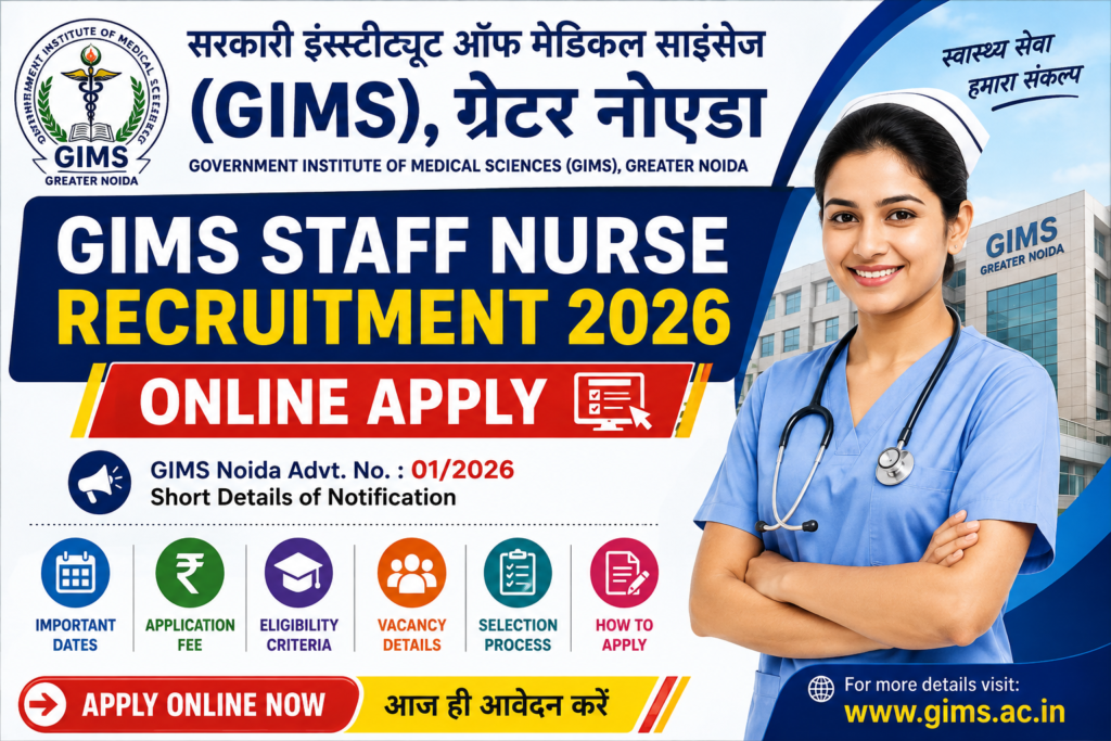 Best GIMS Staff nurse noida online apply 2026