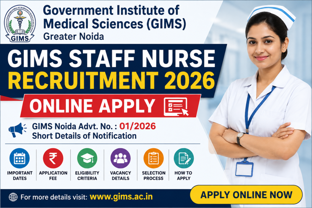 GIMS Staff nurse noida online apply 2026